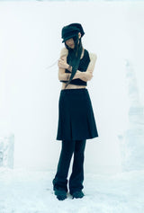 Pleated Jersey Skirt Pants / Black