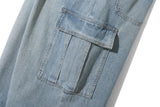 Cargo curved Balloon Pants (Light Blue)