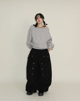 Kuro banding snap pocket wide fit washed pants