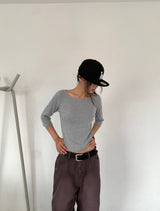 BOAT NECK MID SLEEVE TEE (4C)