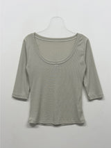 Ribbed Deep U-Neck Crop T-Shirt