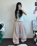 CUTIE DOWN SNAP 🤎🎀 トラックスリーラインパンツ 🧸💕💙🩶🖤6COLOR