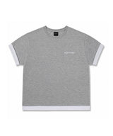 Layered Roll-Up Cropped T-shirt - Gray