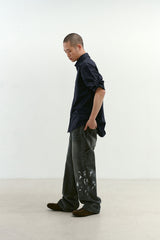 エイジスプラッターカーペンターデニムパンツ(Washed Black)