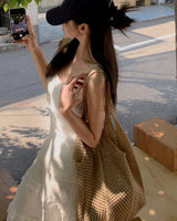 Ray frill long dress