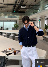 ローガン カシミア ハチ ラウンドネック カーディガン