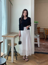 アインドットシフォンバンディングウエストロングスカート