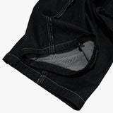 layered deconstructed denim pants_black