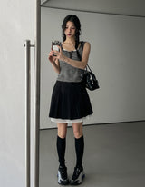 Layered pleated midi skirt
