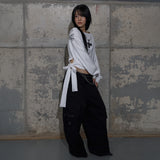 BOATNECK RIBBON TIE SWEATSHIRT (WHITE) F25ZB018