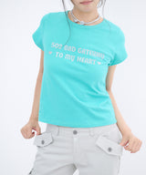 502 グリッターレタリングTシャツ - ミント
