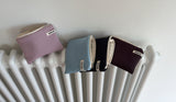 Ribbed flat pouch - pale pink , M size