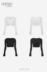 White Daisy flare cardigan two-piece(SET)