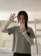 ベーシックボートネックアームウォーマーTシャツ (3color)
