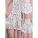 [GirlyFancyClub] French small floral print pants for girls summer