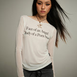 MESH TOP LONG SLEEVE_WHITE