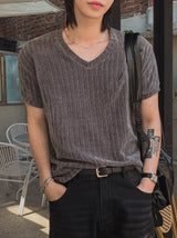 ロバートベロアVネックショートスリーブTシャツ