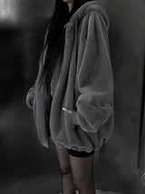 mink fur two-way hooded zip-up (2color)
