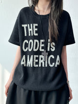 コディ ウナイ ビッグレター セミクロップド リブニット Tシャツ 3カラー