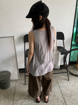 Fineb Button Pocket Layered Sleeveless One Piece