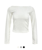 Dot Velvet Rib Neck T-Shirt