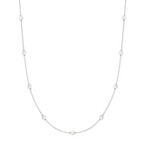 シルバーシェルパールステーションチェーンロジウムメッキ+925シルバーネックレスN065-03H