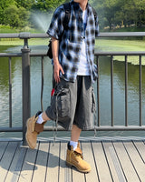 Swallow short-sleeved check shirt