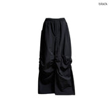(2color) シャーリング ワイド ナイロン バンディングパンツ