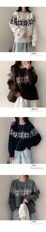 Yup Winter Snowflake Round Knitwear