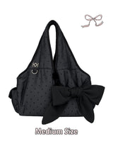 [Medium] Bow Shoulder Bag (Dot Black)