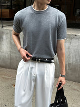LMN Sensitive Layered Semi-Crop Short-Sleeved Knitwear (5 colors)