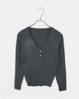 Teua Ribbed Lace V-neck Knit
