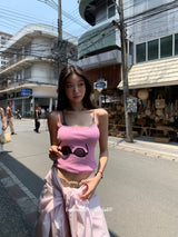 ビューティーピンクストラップノースリーブTシャツ