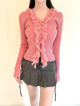 1075. Fringe wool knit cardi (4color)