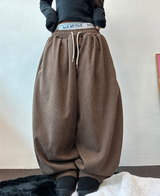 フリース💎スリンキーソフティベルベットロングパンツコーデュロイワイド💎🩵🤎🖤3カラー