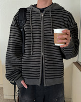マロンフードニットジップアップ(Dark Gray)