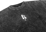 BETREZ OVERSIZED ACID WASH TEE - WHITE LOGO