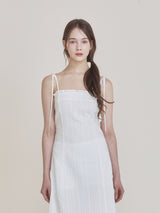 Lace frill midi dress (Ivory)
