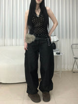 Stud Cross Wide Denim Pants