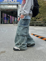 レフレクターストラップカーゴデニムパンツ