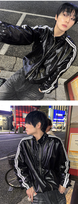glossy track windbreaker