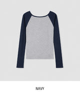 Ray Two-Tone See-Through Raglan Long Sleeve
