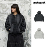 STRIPE BASIC LOGO ZIP-UP HOODIE_GREY