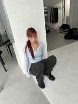 BLACK STRIPE WASHING DENIM PANTS