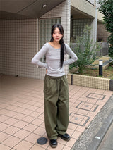 バルーンスナップワイドパンツ(3C)