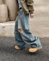 ロイディストレストワイドデニムパンツ