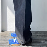 コントラストステッチストレートワイドパンツ