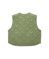 Women’s Clover Heart Quilted Short Vest Olive