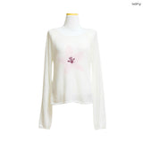 (3color) Soft Flower Sheer Wool Knit