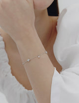 26SS★ Essence Silver (W) Moissanite Flower Dainty Bracelet
